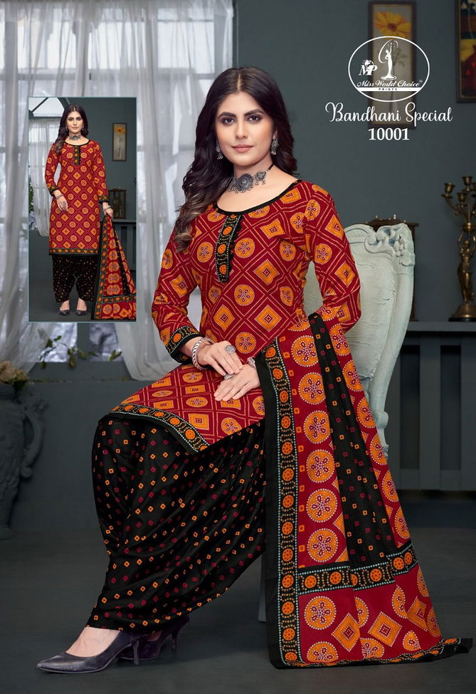 Bandhni Vol 10 By Miss World Printed Cotton Dress Material Suppliers In India
